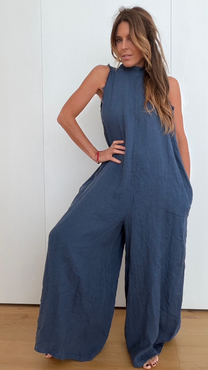 SIENNA LINEN JUMPSUIT CUELLO